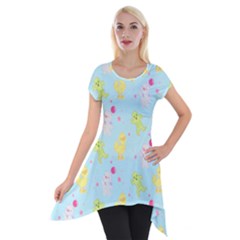 My Adventure Blue Short Sleeve Side Drop Tunic by thePastelAbomination