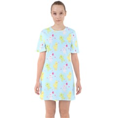 My Adventure Blue Sixties Short Sleeve Mini Dress by thePastelAbomination