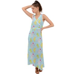 My Adventure Blue V-neck Chiffon Maxi Dress by thePastelAbomination