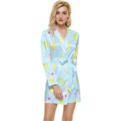 My Adventure Blue Long Sleeve Satin Robe by thePastelAbomination