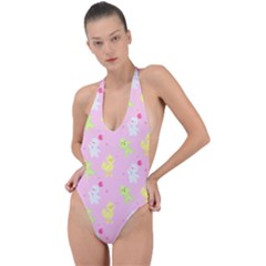 Pastel Adventure Backless Halter One Piece Swimsuit by thePastelAbomination