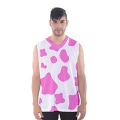 Pink Cow Spots, Large Version, Animal Fur Print In Pastel Colors Men s Basketball Tank Top by Casemiro