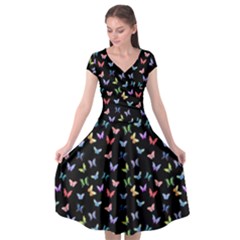 Bright And Beautiful Butterflies Cap Sleeve Wrap Front Dress by SychEva