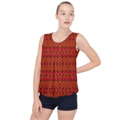 Red Pattern Bubble Hem Chiffon Tank Top by Sparkle