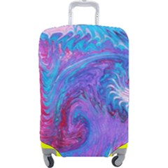 Blue On Violet Feathers Luggage Cover (large) by kaleidomarblingart