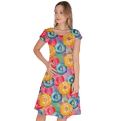 Multicolored Donuts Classic Short Sleeve Dress by SychEva