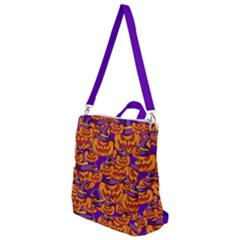 Purple And Orange Pumpkins, Crazy Halloween Pattern, Jack O  Lantern Crossbody Backpack by Casemiro