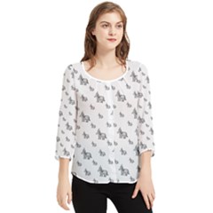 Grey Unicorn Sketchy Style Motif Drawing Pattern Chiffon Quarter Sleeve Blouse by dflcprintsclothing