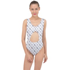 Grey Unicorn Sketchy Style Motif Drawing Pattern Center Cut Out Swimsuit by dflcprintsclothing