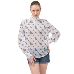 Grey Unicorn Sketchy Style Motif Drawing Pattern High Neck Long Sleeve Chiffon Top by dflcprintsclothing