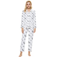 Grey Unicorn Sketchy Style Motif Drawing Pattern Womens  Long Sleeve Pocket Pajamas Set by dflcprintsclothing