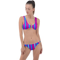 Warped Stripy Dots Ring Detail Crop Bikini Set by essentialimage365