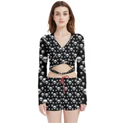 Skullmusician Velvet Wrap Crop Top And Shorts Set by Sparkle