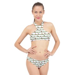 Bullfinches On The Branches High Neck Bikini Set by SychEva