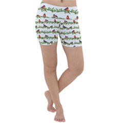 Bullfinches On The Branches Lightweight Velour Yoga Shorts by SychEva