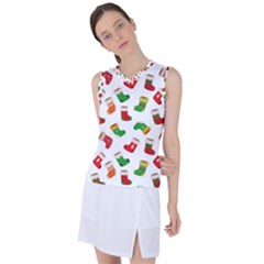 Christmas Socks  Women s Sleeveless Sports Top by SychEva