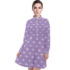 Pink Clouds On Purple Background Long Sleeve Chiffon Shirt Dress by SychEva