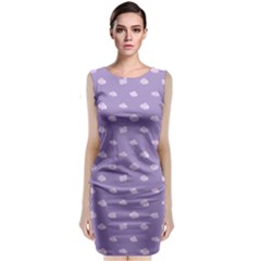 Pink Clouds On Purple Background Sleeveless Velvet Midi Dress by SychEva