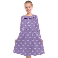 Pink Clouds On Purple Background Kids  Midi Sailor Dress by SychEva