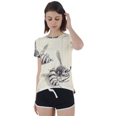 Bees Short Sleeve Foldover Tee by Limerence