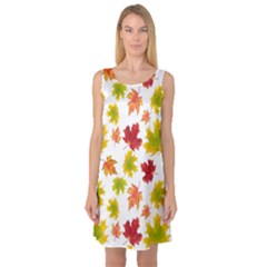 Bright Autumn Leaves Sleeveless Satin Nightdress by SychEva