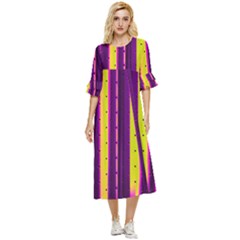 Warped Stripy Dots Double Cuff Midi Dress by essentialimage365