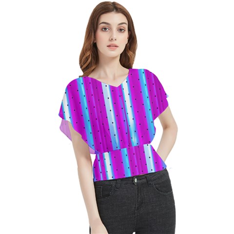 Warped Stripy Dots Butterfly Chiffon Blouse by essentialimage365