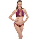 Warped Stripy Dots Cross Front Halter Bikini Set View1