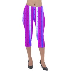Warped Stripy Dots Lightweight Velour Capri Leggings  by essentialimage365
