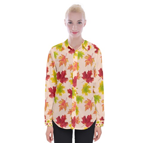 Bright Autumn Leaves Womens Long Sleeve Shirt by SychEva