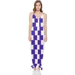 Illusion Blocks Sleeveless Tie Ankle Jumpsuit by Sparkle
