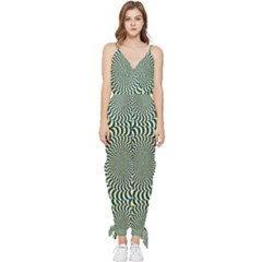 Illusion Waves Pattern Sleeveless Tie Ankle Jumpsuit by Sparkle