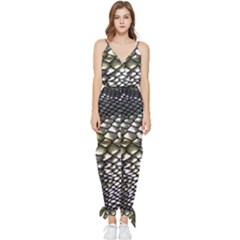 Snake Skin Sleeveless Tie Ankle Jumpsuit by Sparkle