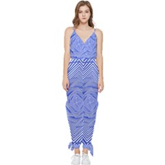 Illusion Waves Pattern Sleeveless Tie Ankle Jumpsuit by Sparkle