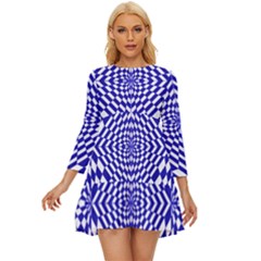 Illusion Waves Pattern Long Sleeve Babydoll Dress by Sparkle