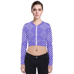 Illusion Waves Pattern Long Sleeve Zip Up Bomber Jacket by Sparkle