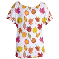 Watercolor Autumn Leaves Women s Oversized Tee by SychEva