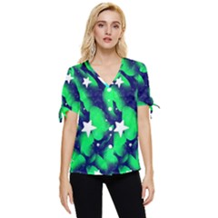 Space Odyssey  Bow Sleeve Button Up Top by notyouraveragemonet