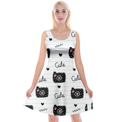 Cute Cameras Doodles Hand Drawn Reversible Velvet Sleeveless Dress by Sapixe