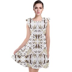 Folk Flowers Print Floral Pattern Ethnic Art Tie Up Tunic Dress by Eskimos
