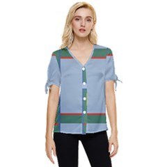 Abstract Pattern Geometric Backgrounds   Bow Sleeve Button Up Top by Eskimos