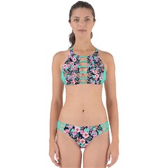 Flower Black Pink Perfectly Cut Out Bikini Set by flowerland