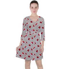 Santa Hat Quarter Sleeve Ruffle Waist Dress by SychEva
