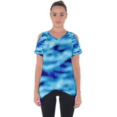 Blue Waves Abstract Series No4 Cut Out Side Drop Tee by DimitriosArt