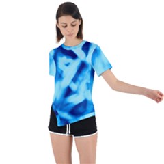 Blue Abstract 2 Asymmetrical Short Sleeve Sports Tee by DimitriosArt