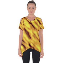 Yellow  Waves Abstract Series No8 Cut Out Side Drop Tee by DimitriosArt