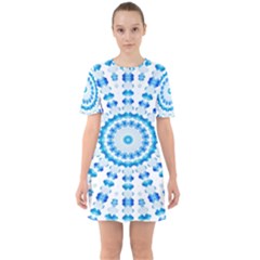 Digital Sky Sixties Short Sleeve Mini Dress by Sparkle