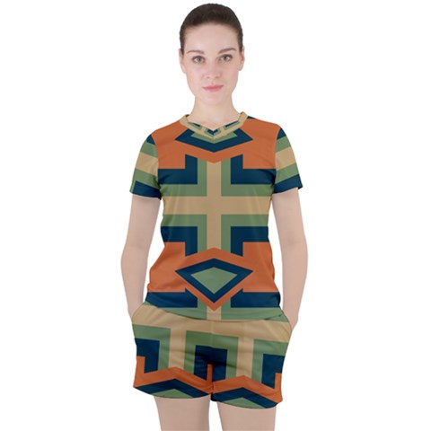 Abstract Pattern Geometric Backgrounds   Women s Tee And Shorts Set by Eskimos