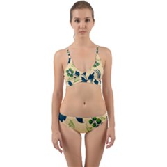 Folk Flowers Print Floral Pattern Ethnic Art Wrap Around Bikini Set by Eskimos