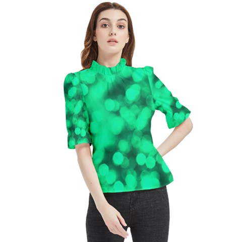 Light Reflections Abstract No10 Green Frill Neck Blouse by DimitriosArt